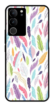 Colorful Feathers Metal Mobile Case for Vivo V29 5G
