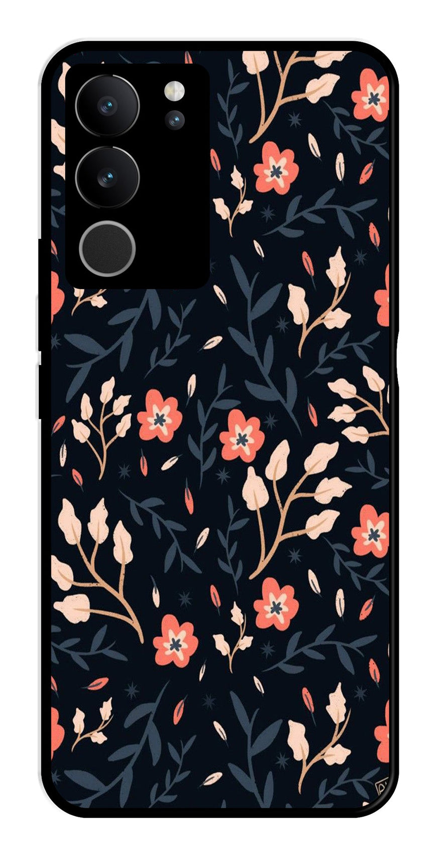 Floral Pattern Metal Mobile Case for Vivo V29 5G   (Design No -10)