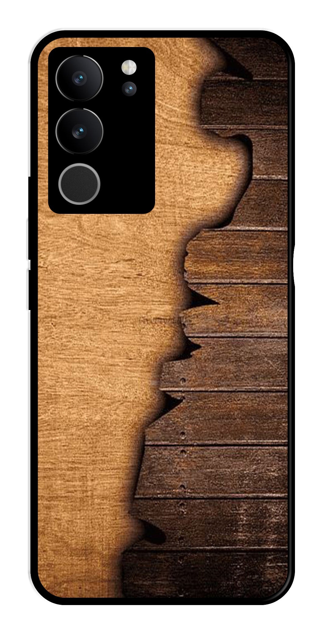 Wooden Design Metal Mobile Case for Vivo V29 Pro 5G   (Design No -13)