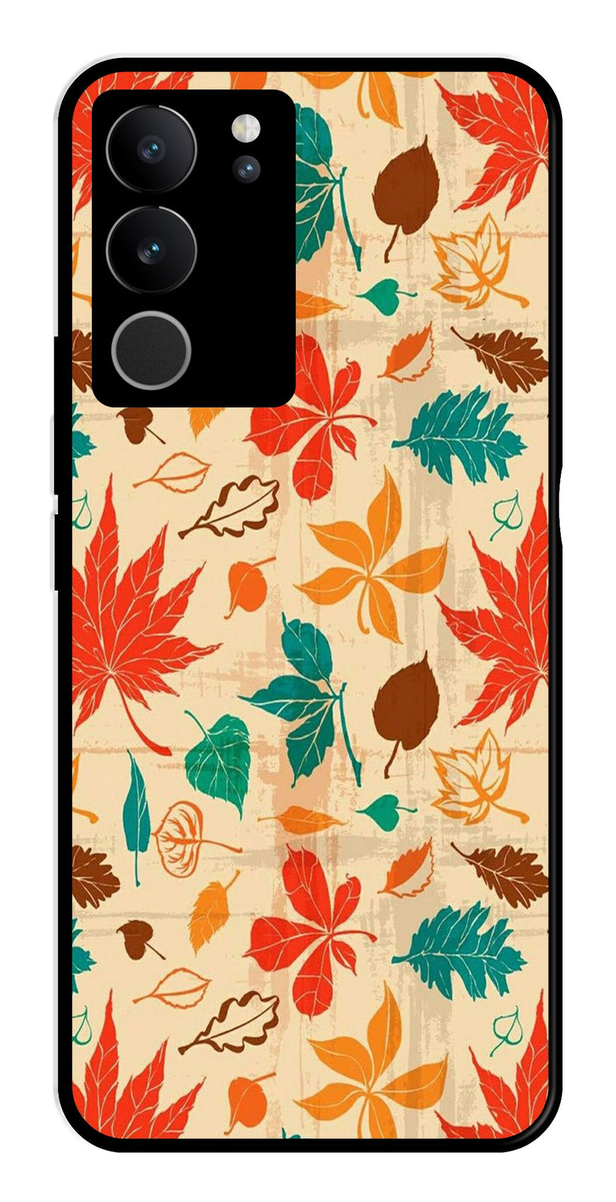 Leafs Design Metal Mobile Case for Vivo V29 5G   (Design No -14)