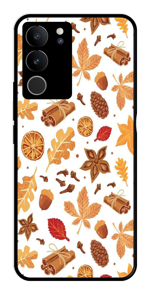 Autumn Leaf Metal Mobile Case for Vivo V29 5G   (Design No -19)