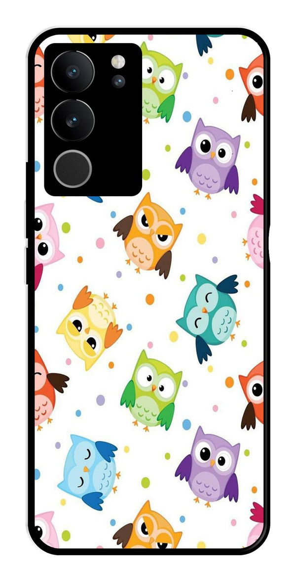 Owls Pattern Metal Mobile Case for Vivo V29 5G   (Design No -20)