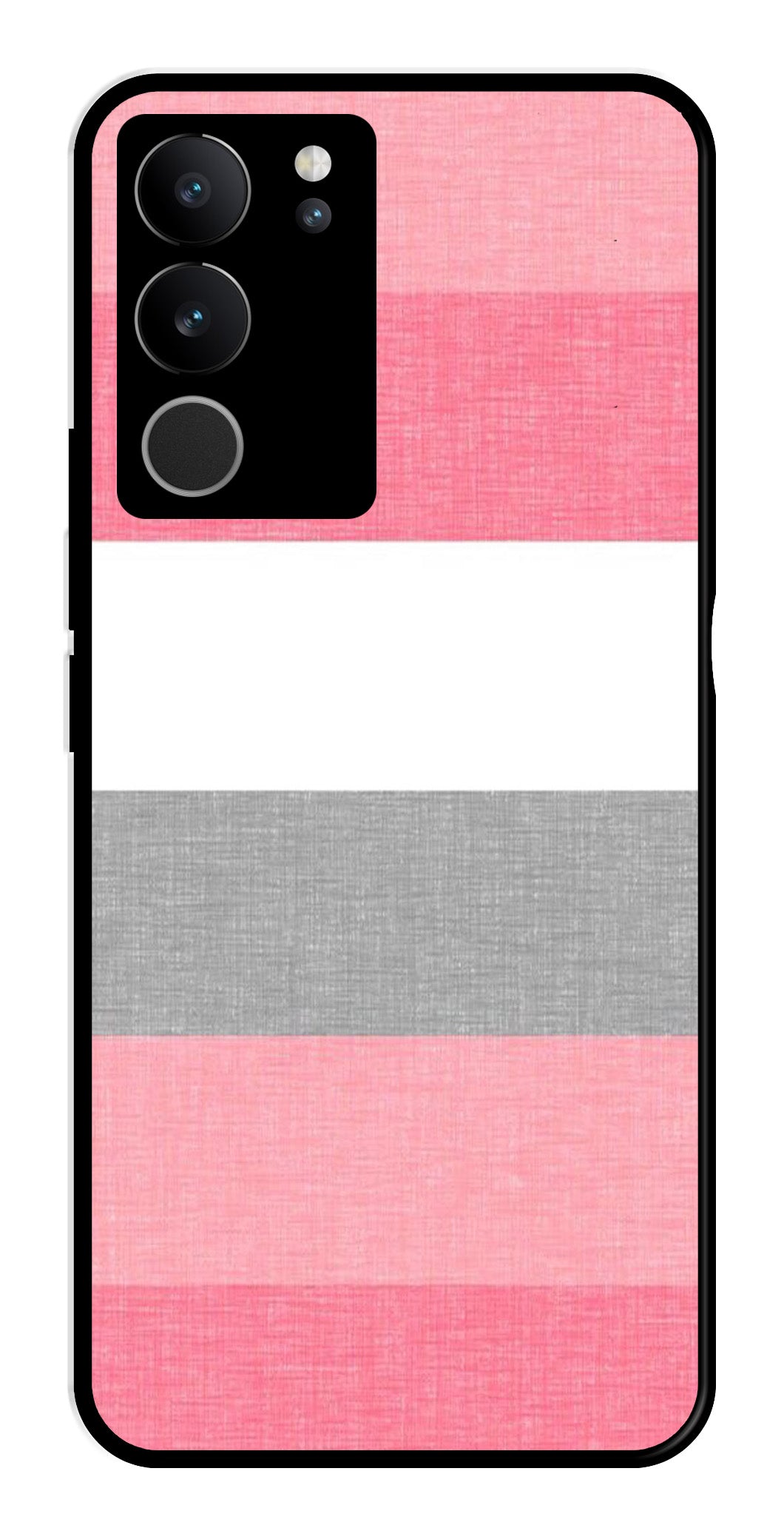 Pink Pattern Metal Mobile Case for Vivo V29 Pro 5G   (Design No -23)