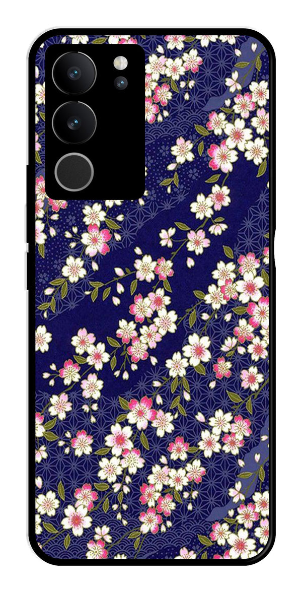 Flower Design Metal Mobile Case for Vivo V29 5G   (Design No -25)