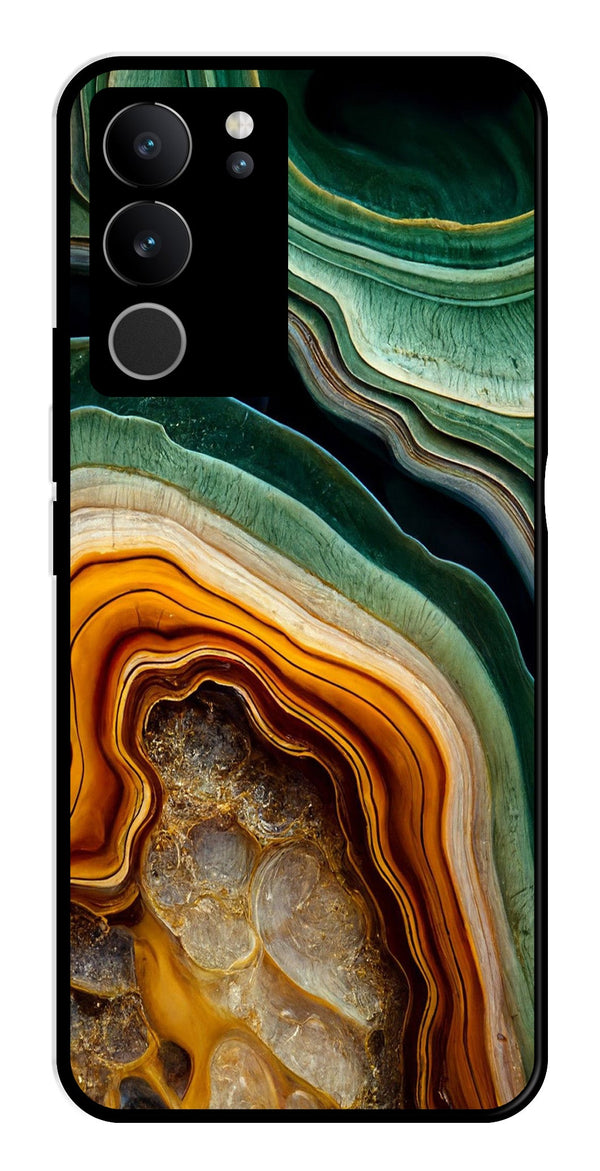 Marble Design Metal Mobile Case for Vivo V29 5G   (Design No -28)