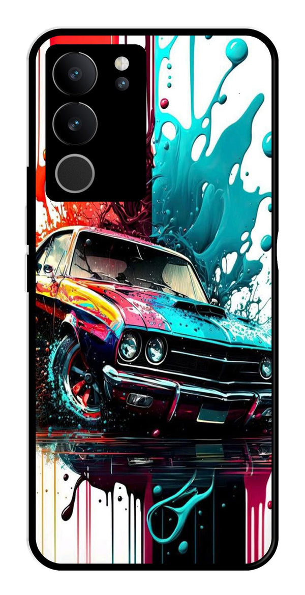 Vintage Car Metal Mobile Case for Vivo V29 5G   (Design No -29)