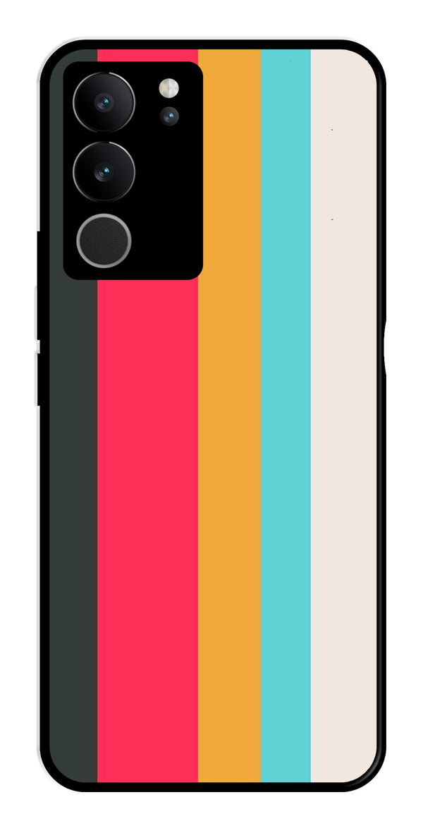 Muted Rainbow Metal Mobile Case for Vivo V29 Pro 5G   (Design No -31)