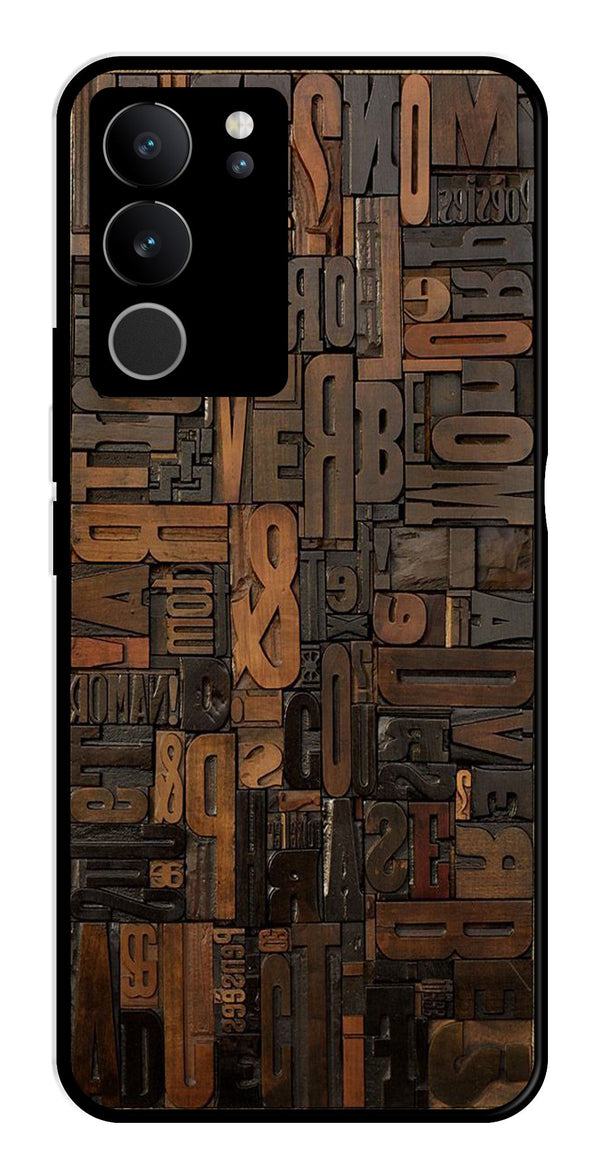 Alphabets Metal Mobile Case for Vivo V29 5G   (Design No -32)