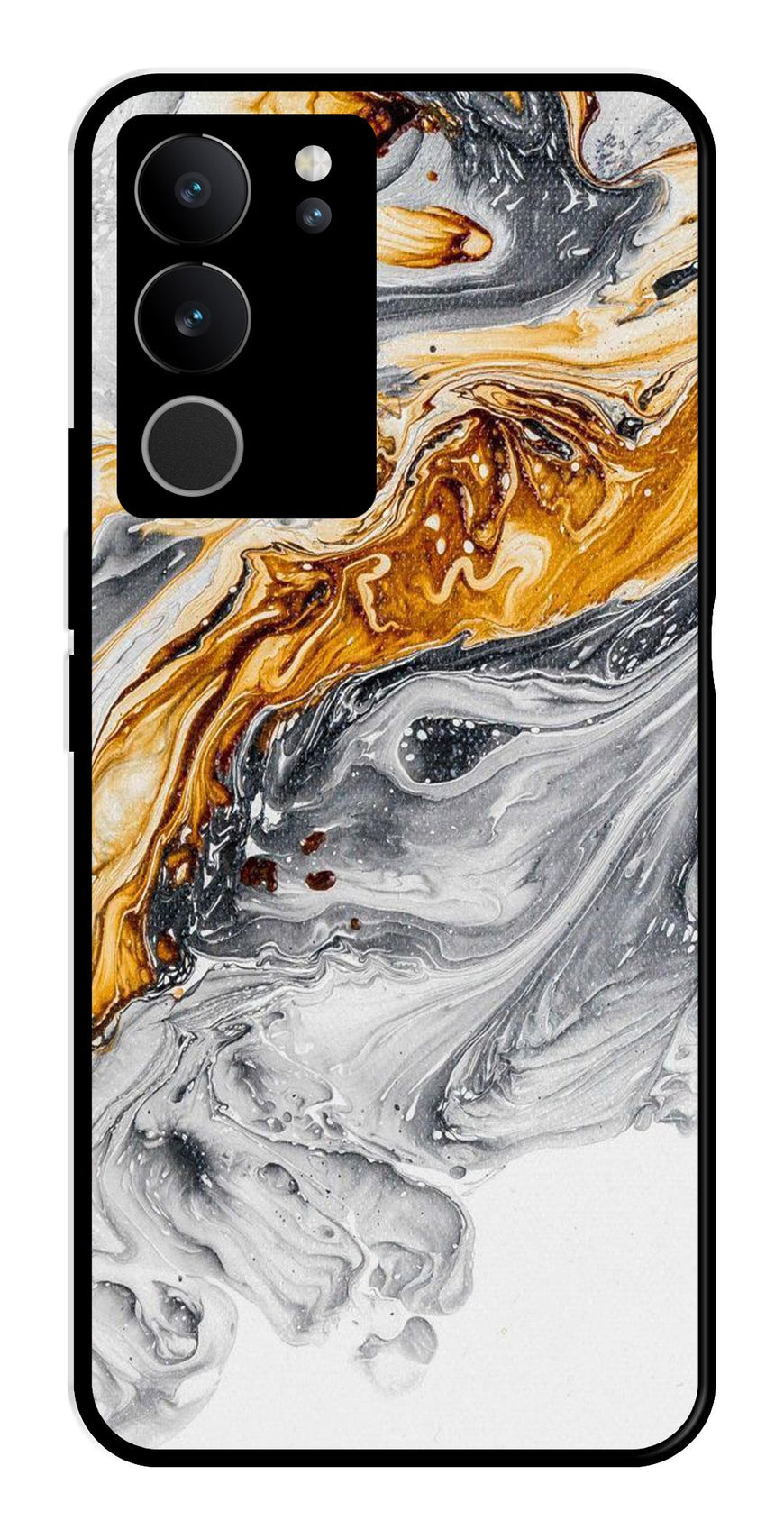 Marble Pattern Metal Mobile Case for Vivo V29 5G   (Design No -36)