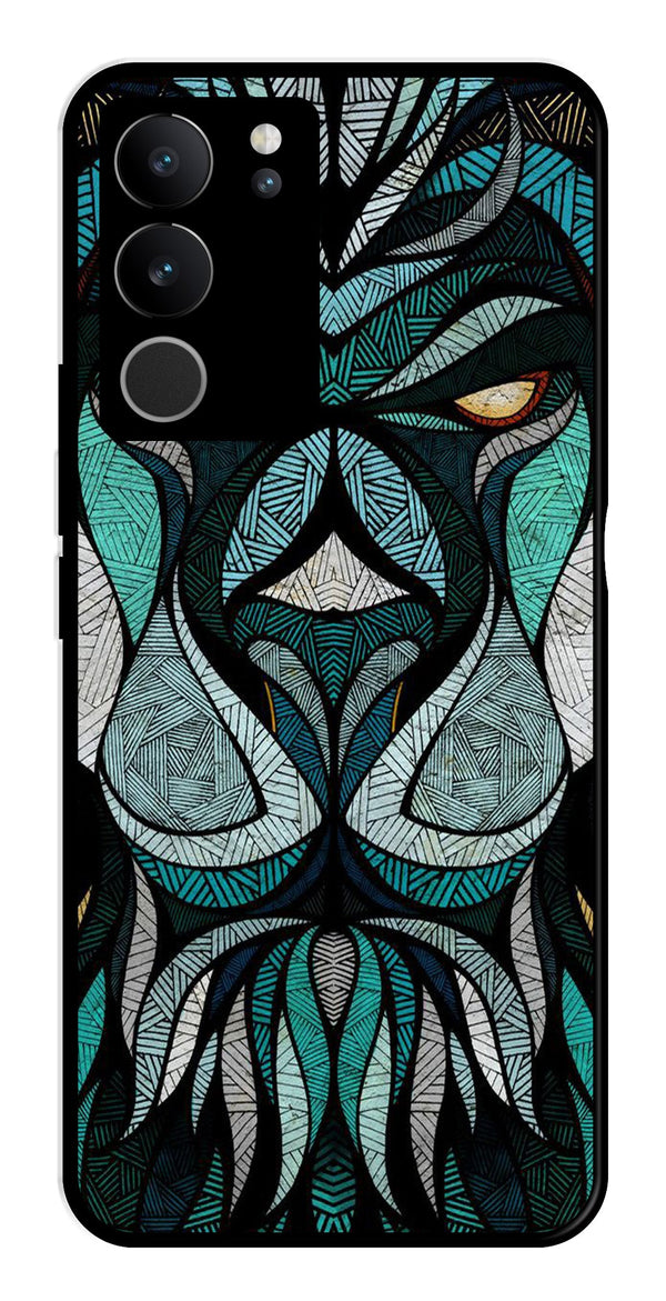 Lion Pattern Metal Mobile Case for Vivo V29 5G   (Design No -40)