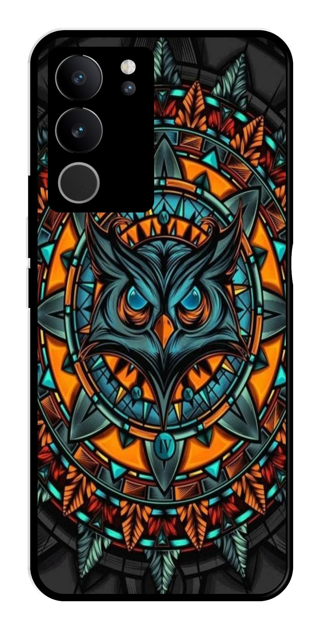 Owl Pattern Metal Mobile Case for Vivo V29 Pro 5G   (Design No -42)