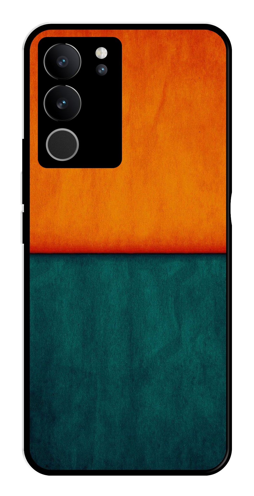 Orange Green Pattern Metal Mobile Case for Vivo V29 Pro 5G   (Design No -45)