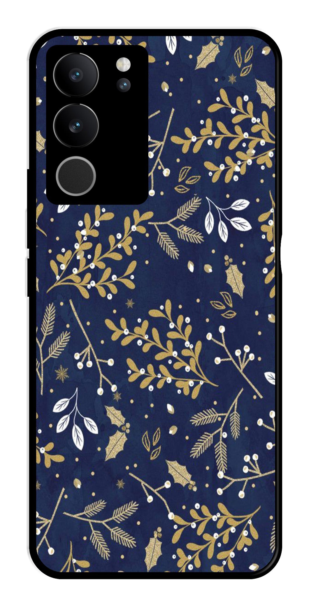 Floral Pattern  Metal Mobile Case for Vivo V29 Pro 5G   (Design No -52)