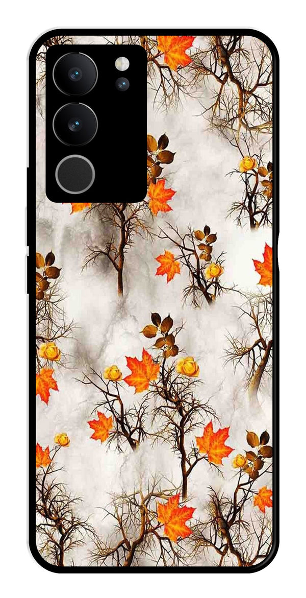 Autumn leaves Metal Mobile Case for Vivo V29 5G   (Design No -55)