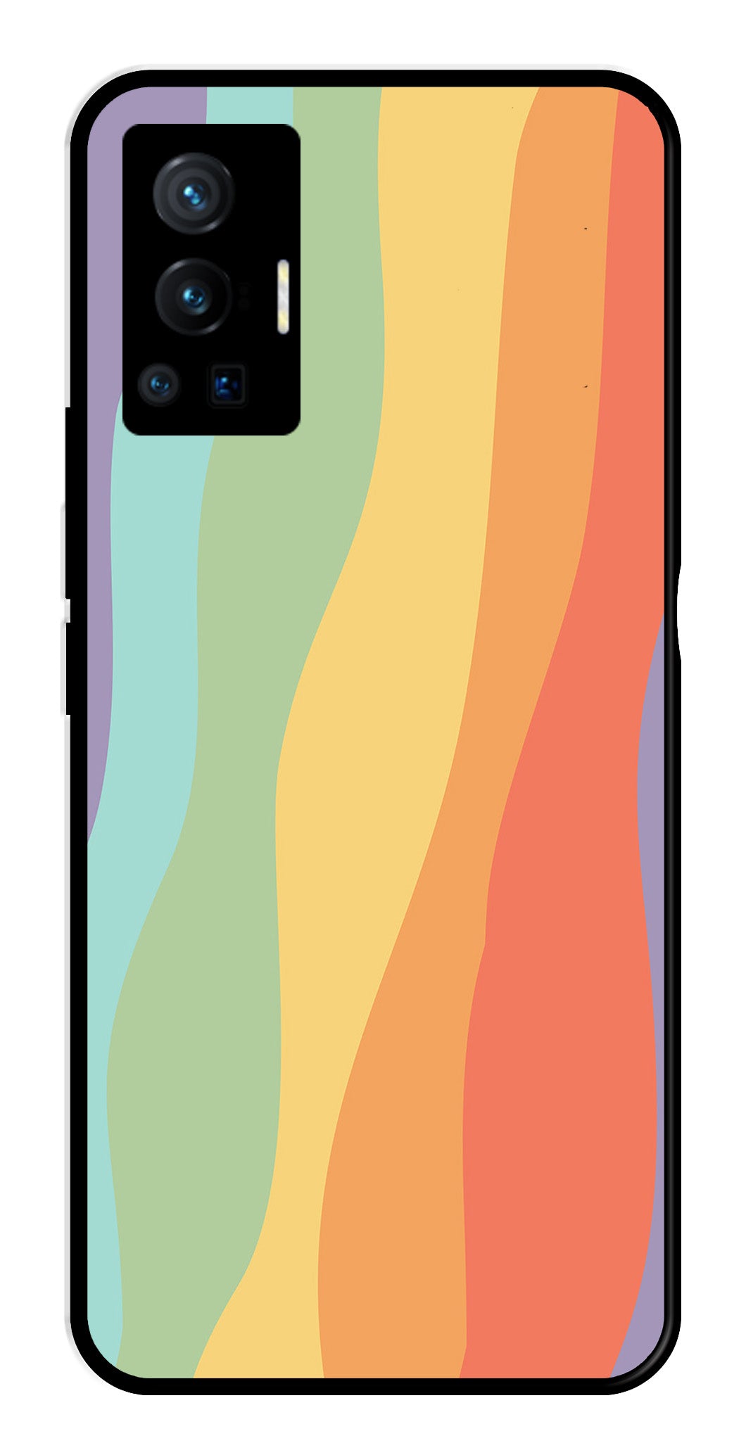 Muted Rainbow Metal Mobile Case for Vivo X70 Pro   (Design No -02)