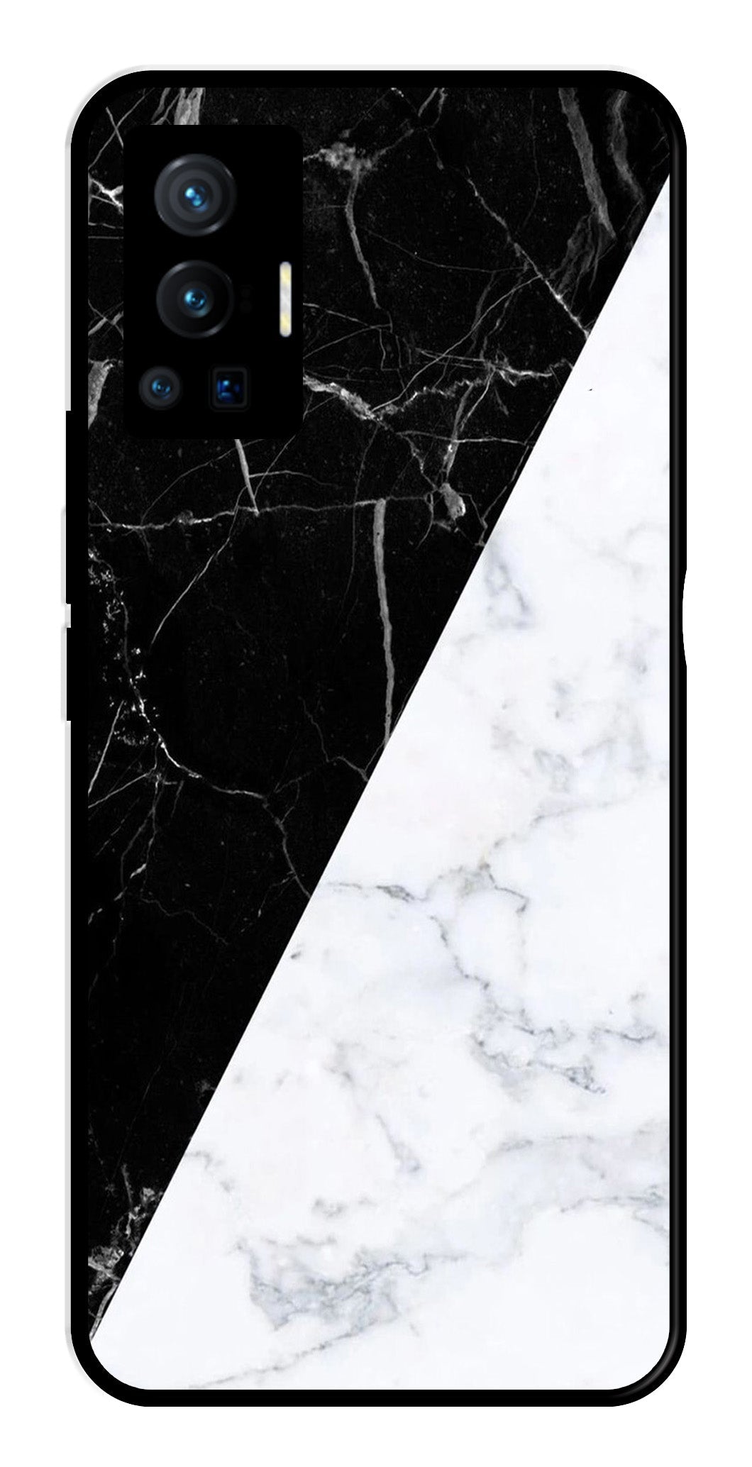 Black White Marble Design Metal Mobile Case for Vivo X70 Pro   (Design No -09)