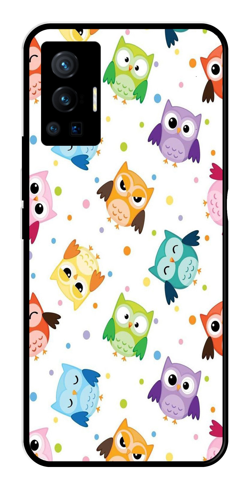 Owls Pattern Metal Mobile Case for Vivo X70 Pro   (Design No -20)