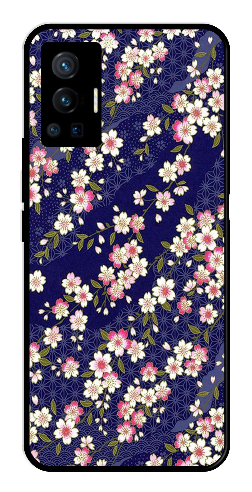Flower Design Metal Mobile Case for Vivo X70 Pro   (Design No -25)