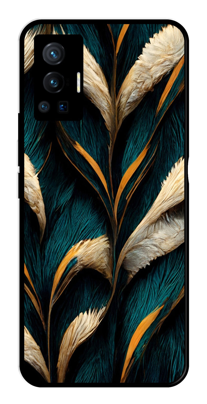 Feathers Metal Mobile Case for Vivo X70 Pro   (Design No -30)