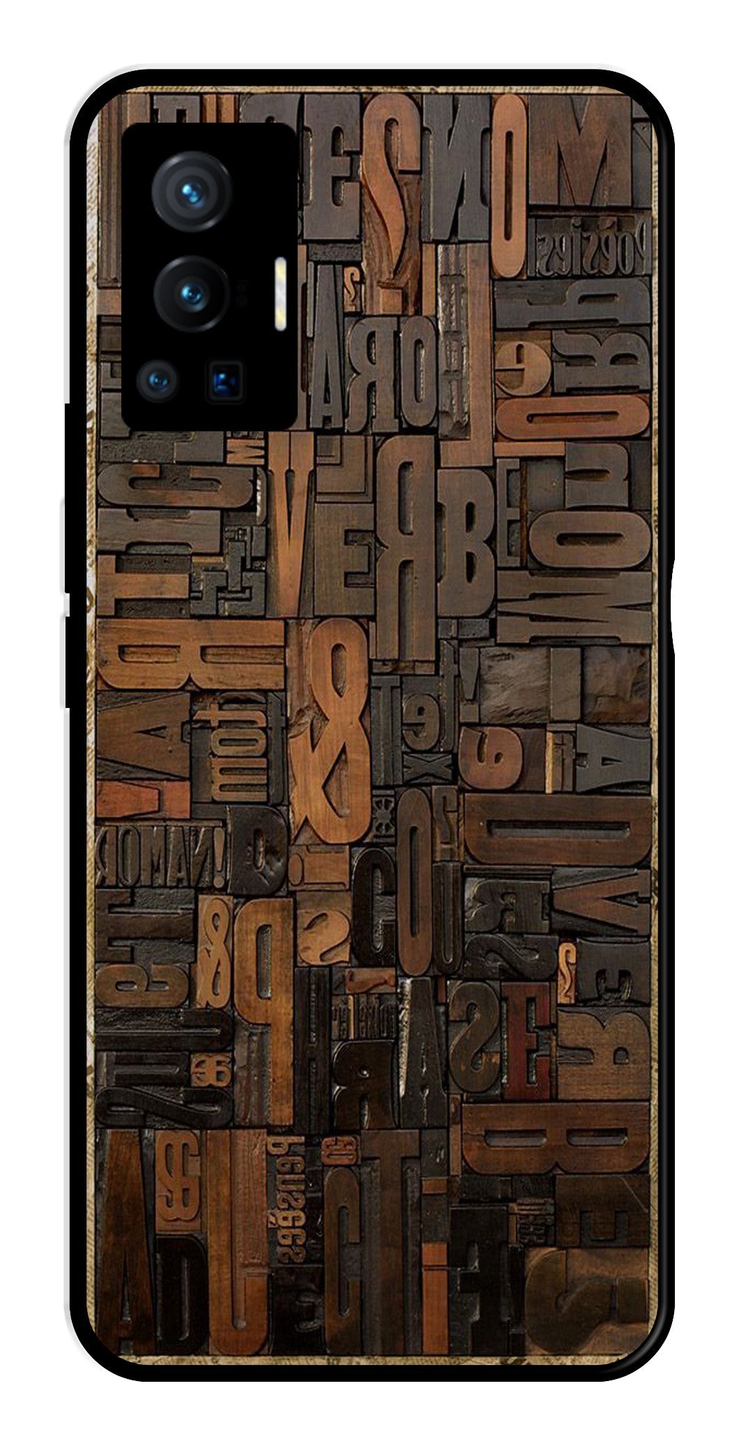 Alphabets Metal Mobile Case for Vivo X70 Pro   (Design No -32)