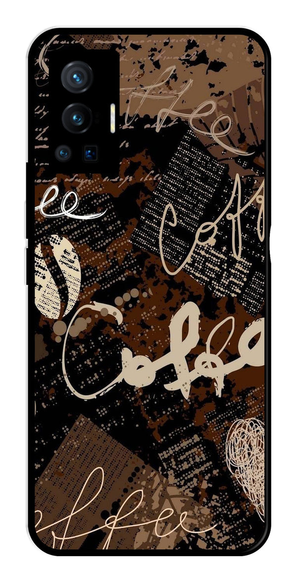 Coffee Pattern Metal Mobile Case for Vivo X70 Pro   (Design No -37)