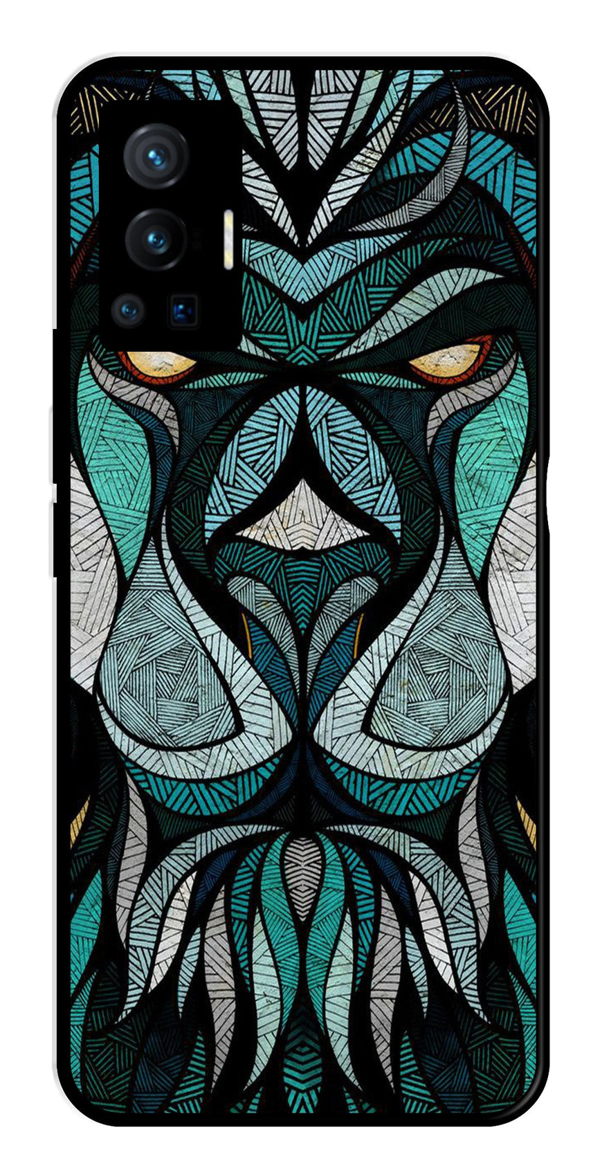 Lion Pattern Metal Mobile Case for Vivo X70 Pro   (Design No -40)