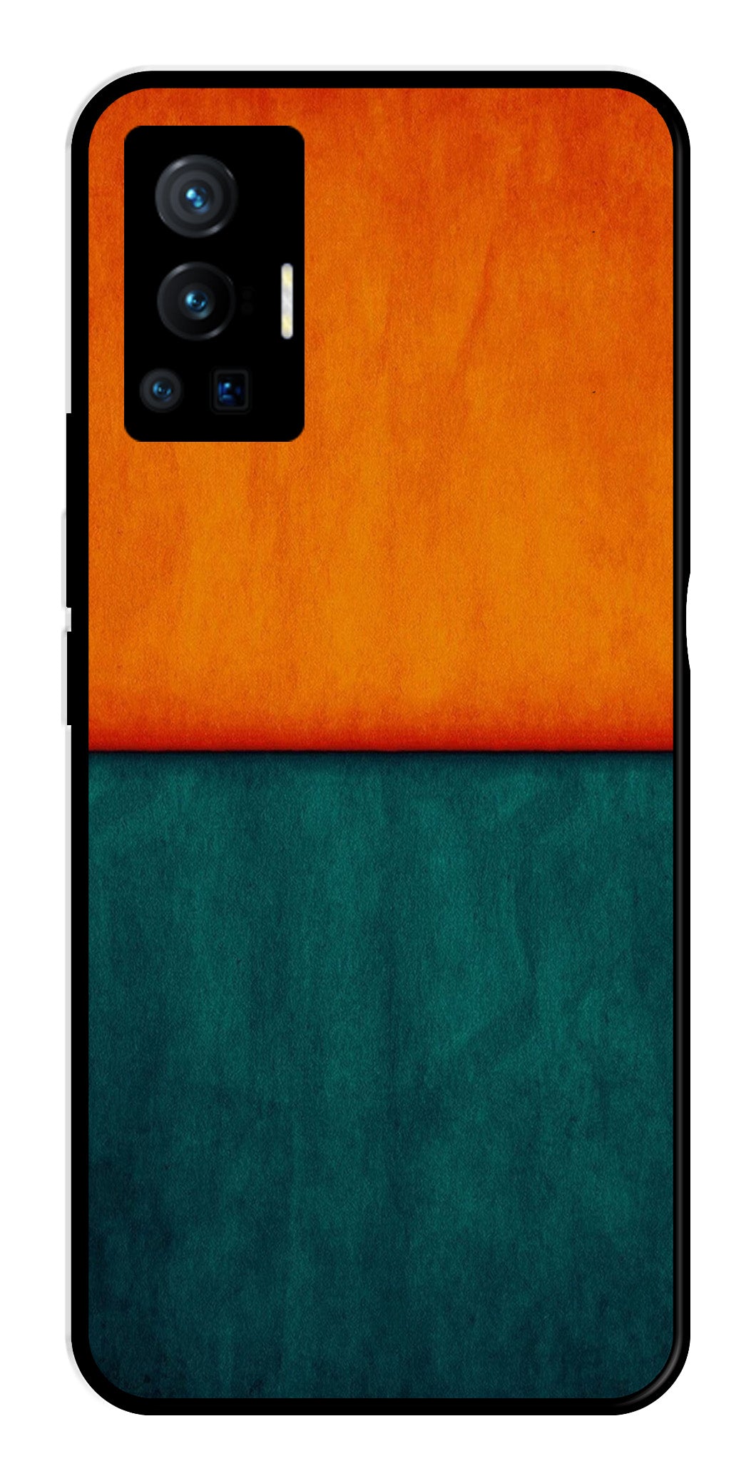 Orange Green Pattern Metal Mobile Case for Vivo X70 Pro   (Design No -45)