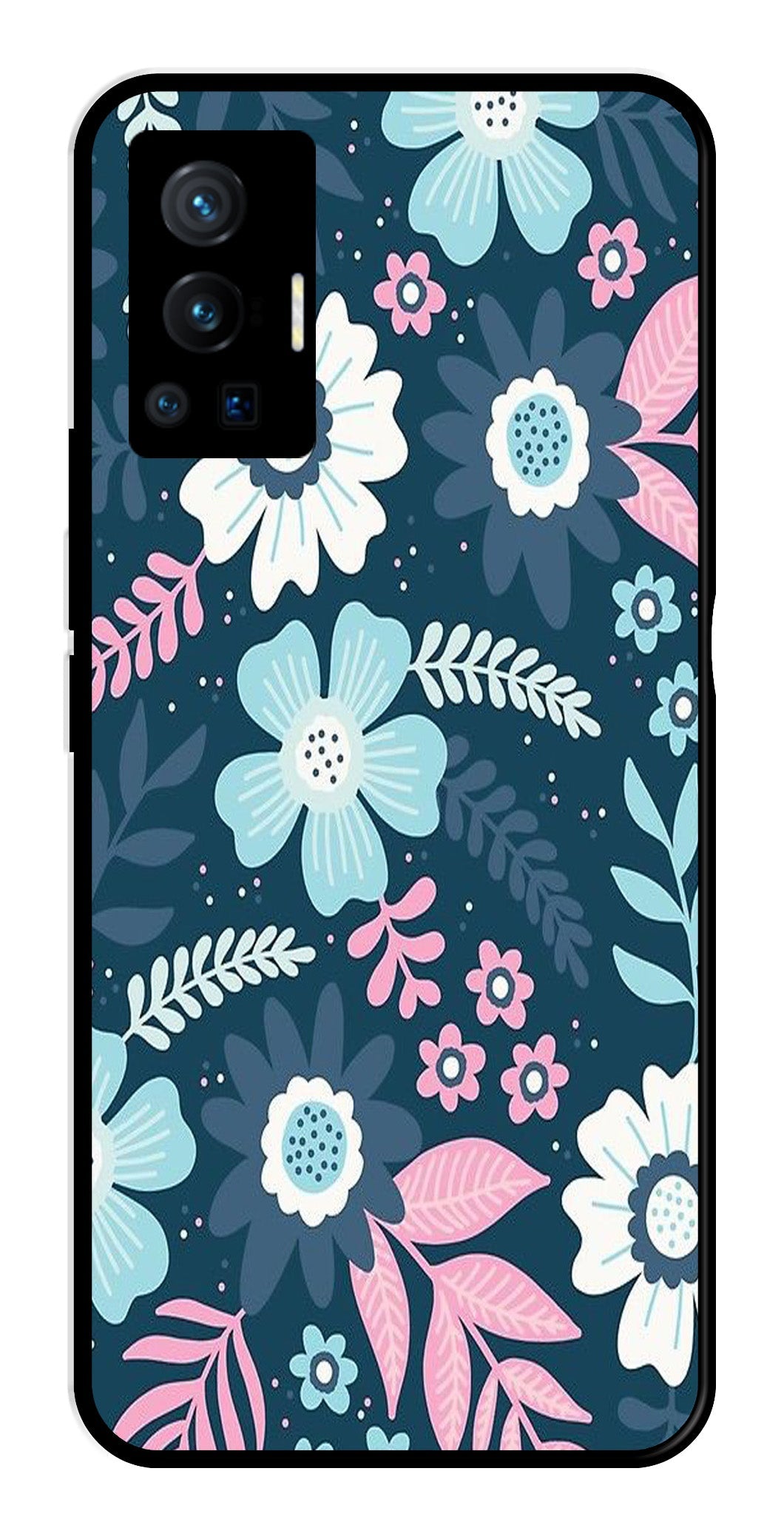 Flower Leaves Design Metal Mobile Case for Vivo X70 Pro   (Design No -50)