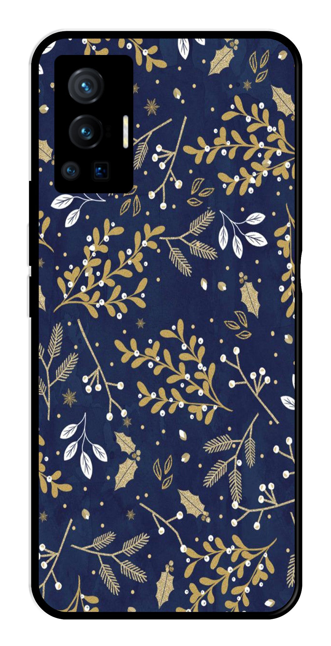 Floral Pattern  Metal Mobile Case for Vivo X70 Pro   (Design No -52)