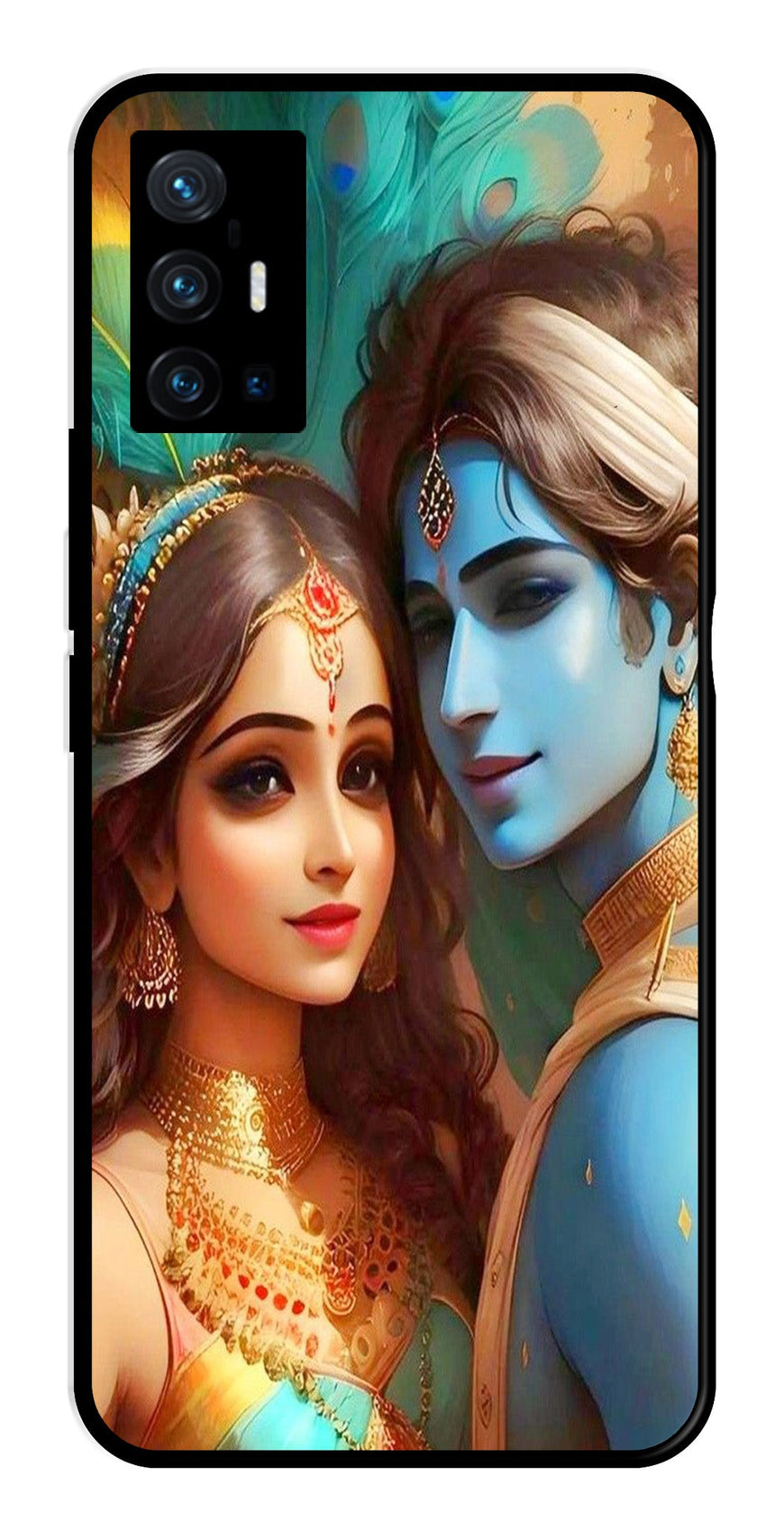 Lord Radha Krishna Metal Mobile Case for Vivo X70 Pro Plus   (Design No -01)