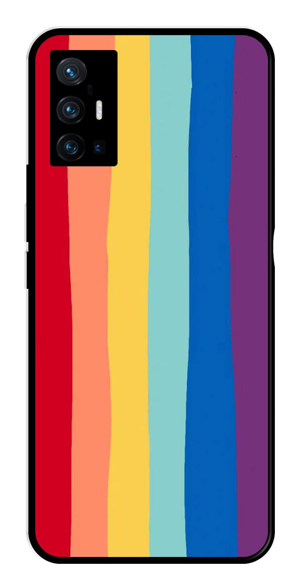 Rainbow MultiColor Metal Mobile Case for Vivo X70 Pro Plus   (Design No -03)
