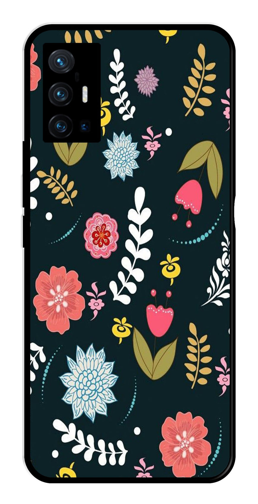Floral Pattern2 Metal Mobile Case for Vivo X70 Pro Plus   (Design No -12)