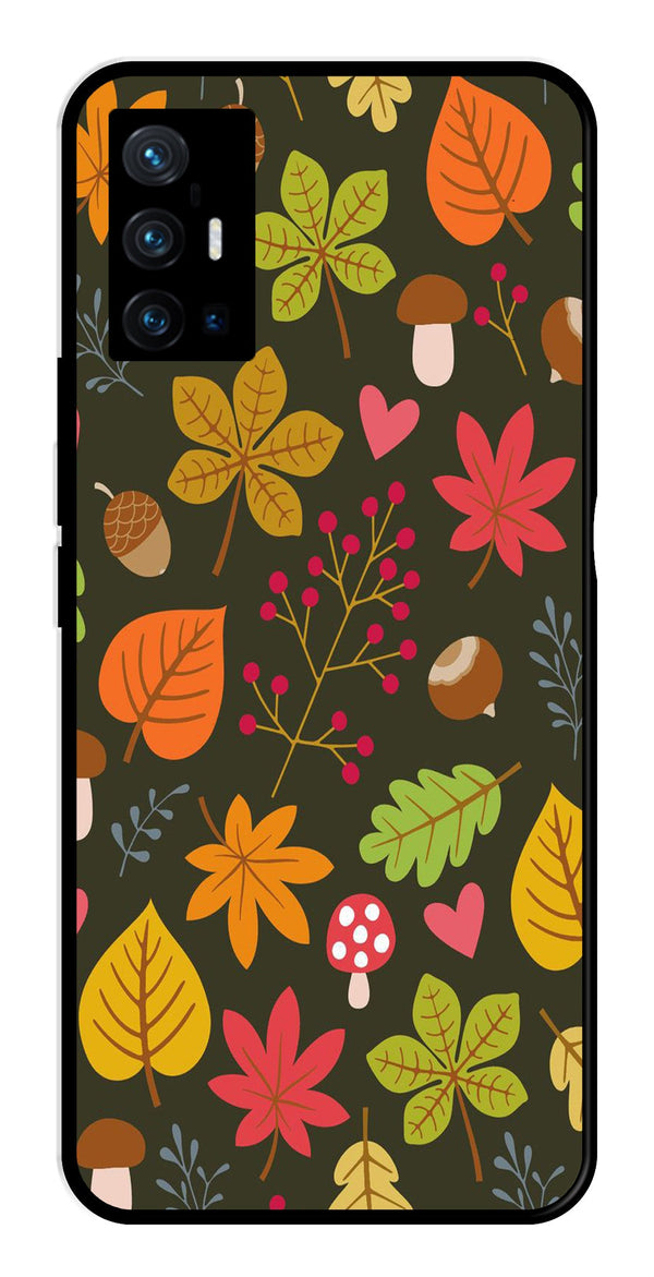 Leaves Design Metal Mobile Case for Vivo X70 Pro Plus   (Design No -51)