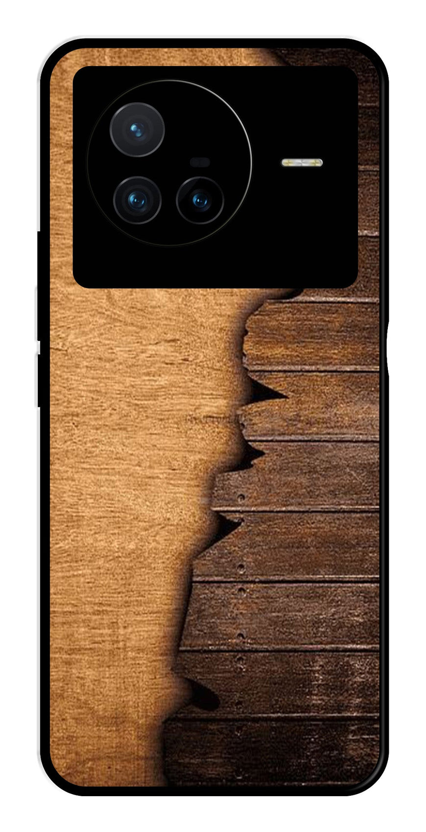 Wooden Design Metal Mobile Case for Vivo X80   (Design No -13)