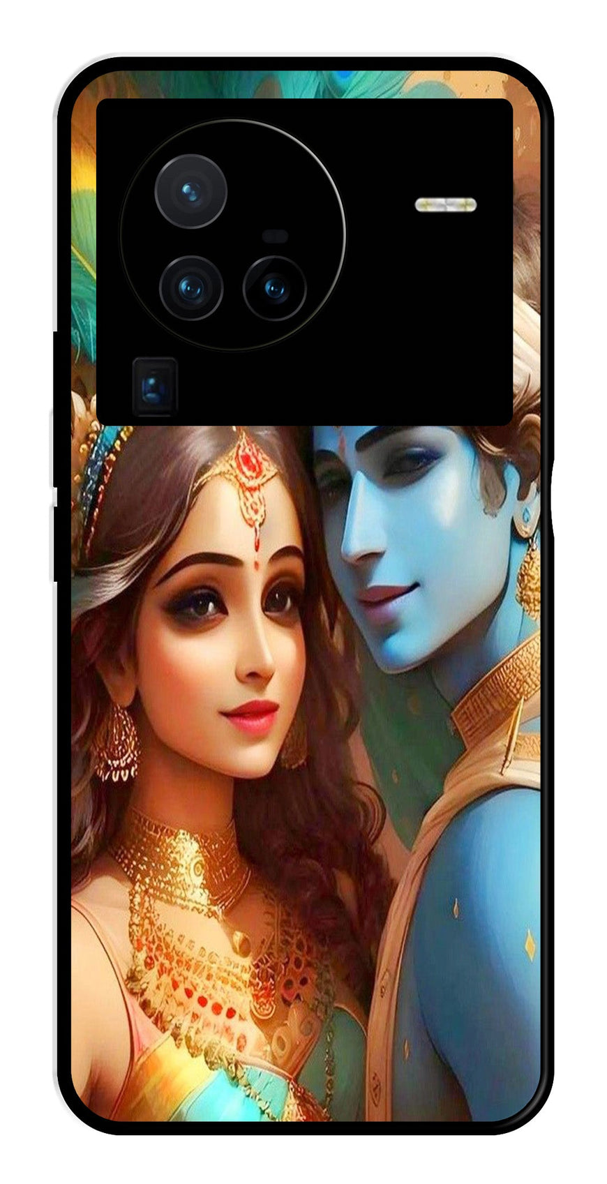 Lord Radha Krishna Metal Mobile Case for Vivo X80 Pro   (Design No -01)