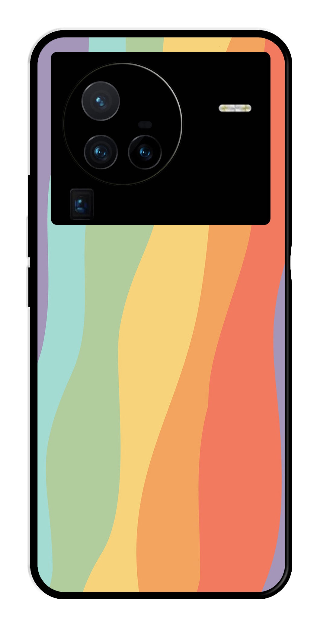 Muted Rainbow Metal Mobile Case for Vivo X80 Pro   (Design No -02)
