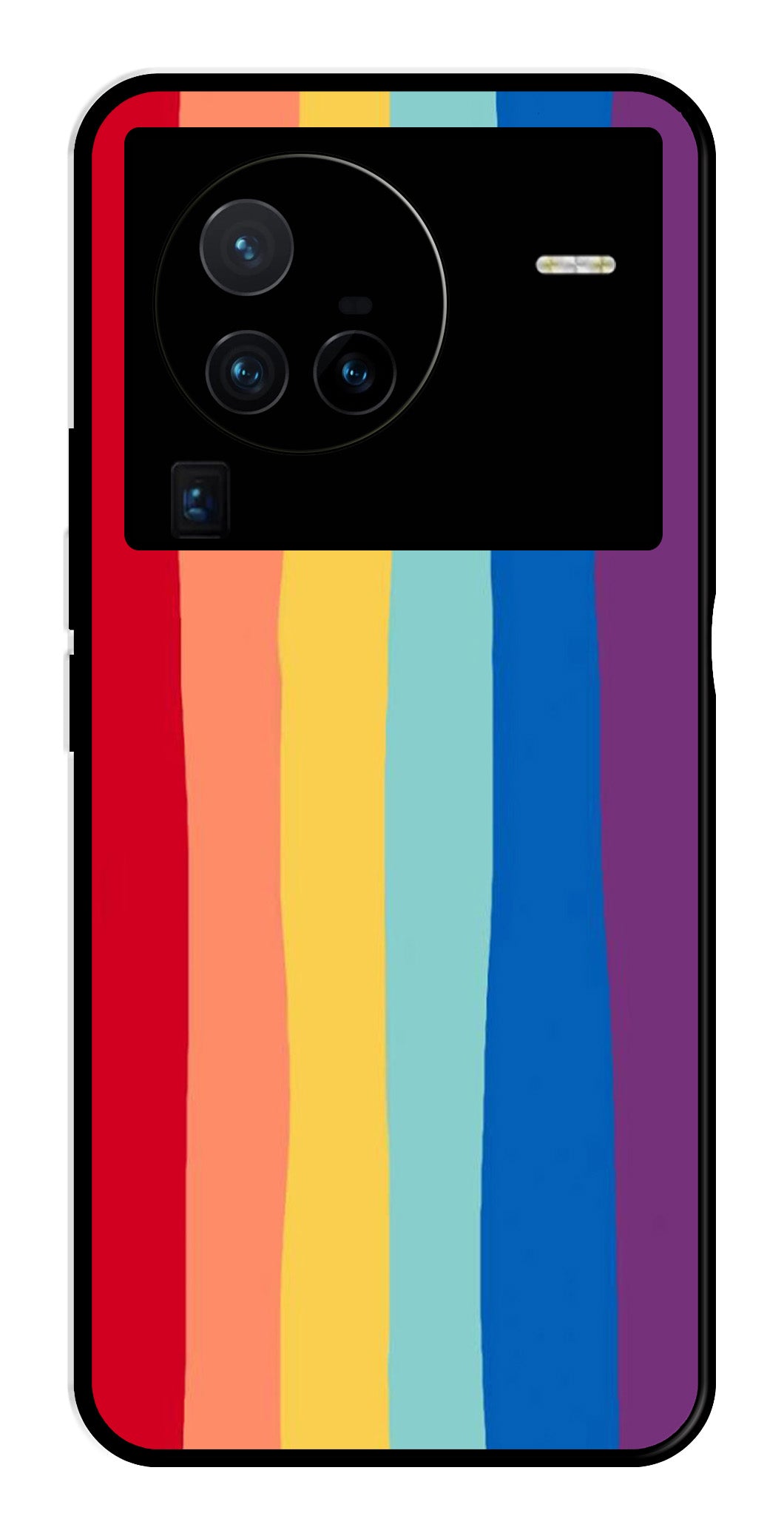 Rainbow MultiColor Metal Mobile Case for Vivo X80 Pro   (Design No -03)