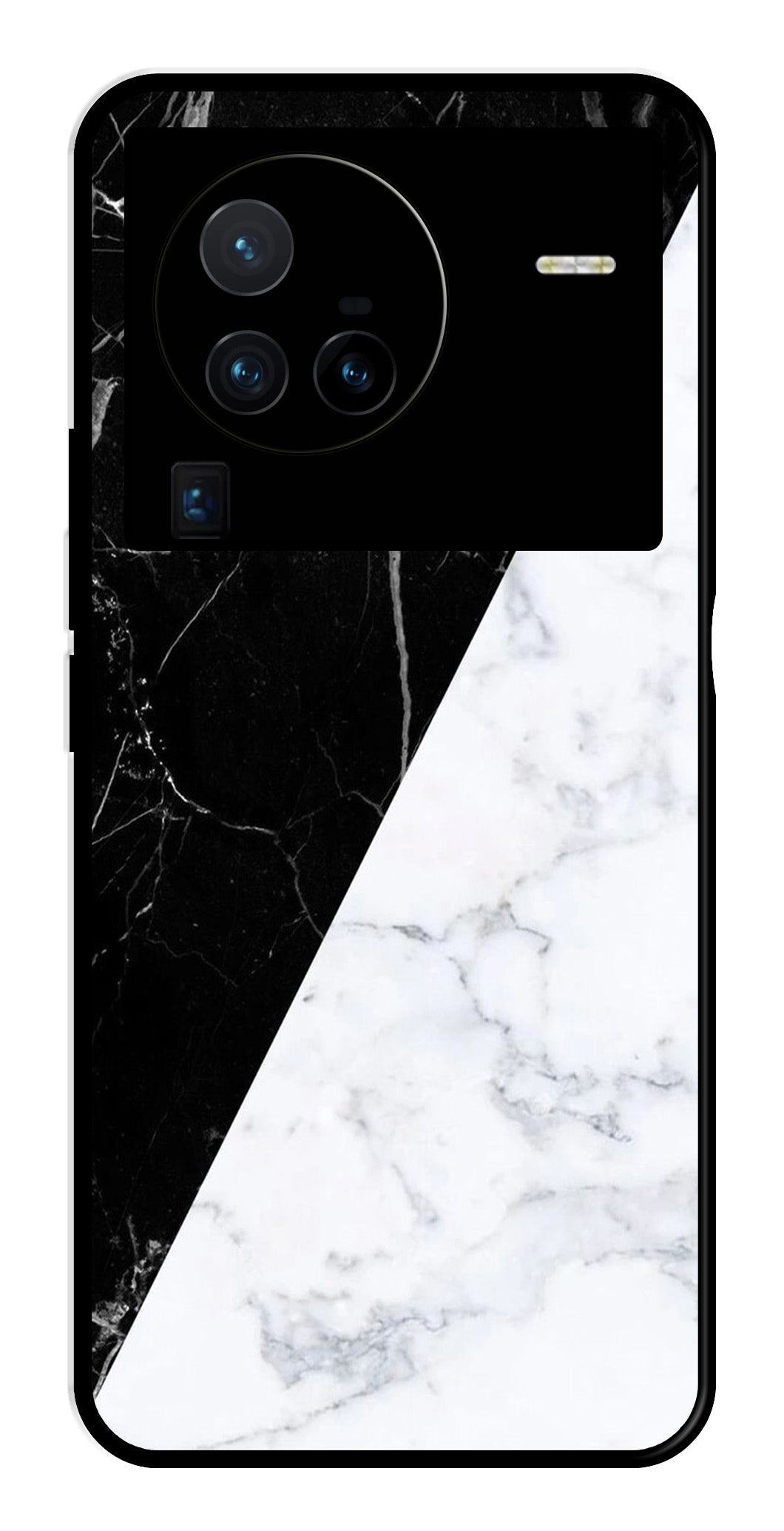 Black White Marble Design Metal Mobile Case for Vivo X80 Pro   (Design No -09)