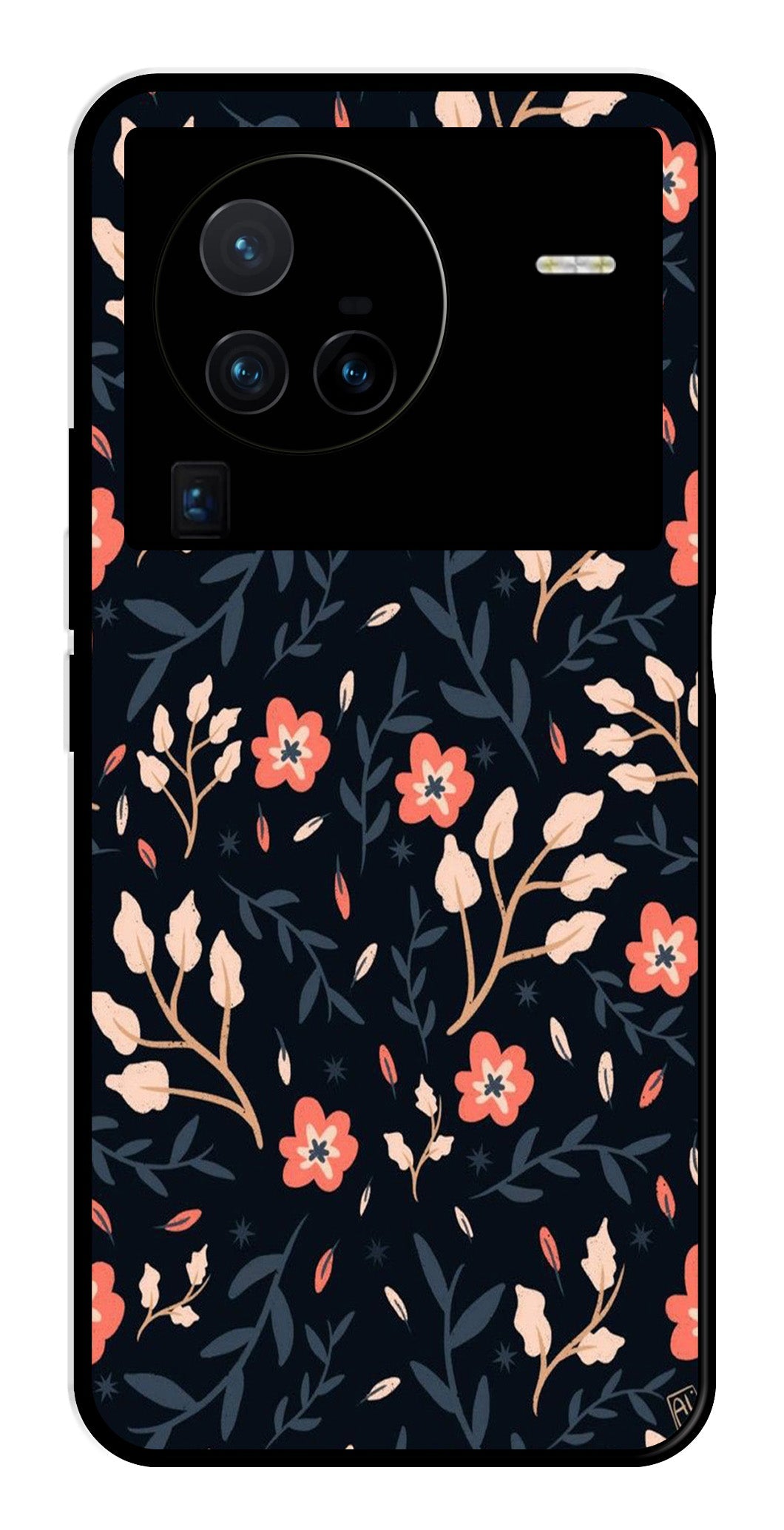 Floral Pattern Metal Mobile Case for Vivo X80 Pro   (Design No -10)