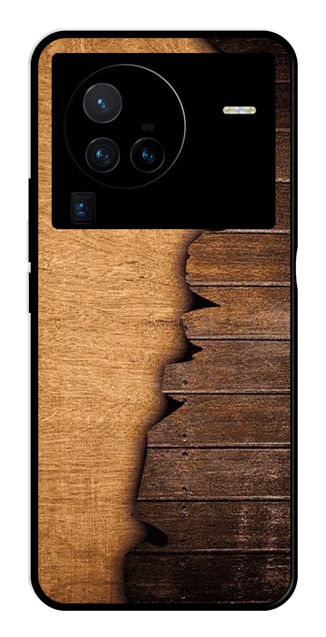 Wooden Design Metal Mobile Case for Vivo X80 Pro   (Design No -13)