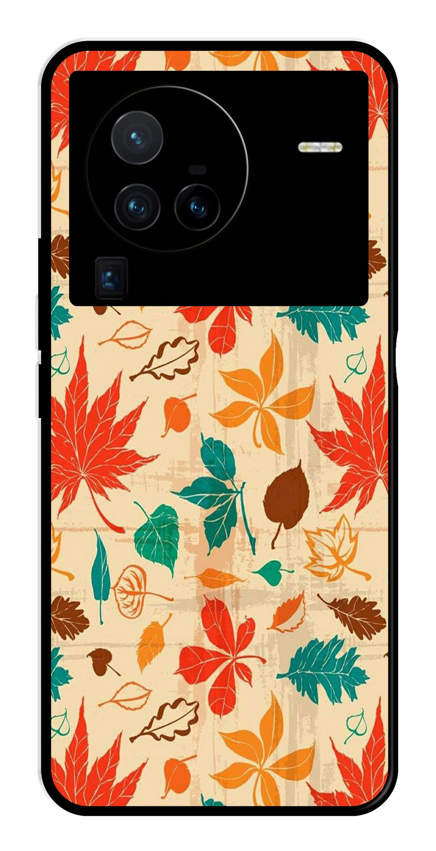 Leafs Design Metal Mobile Case for Vivo X80 Pro   (Design No -14)