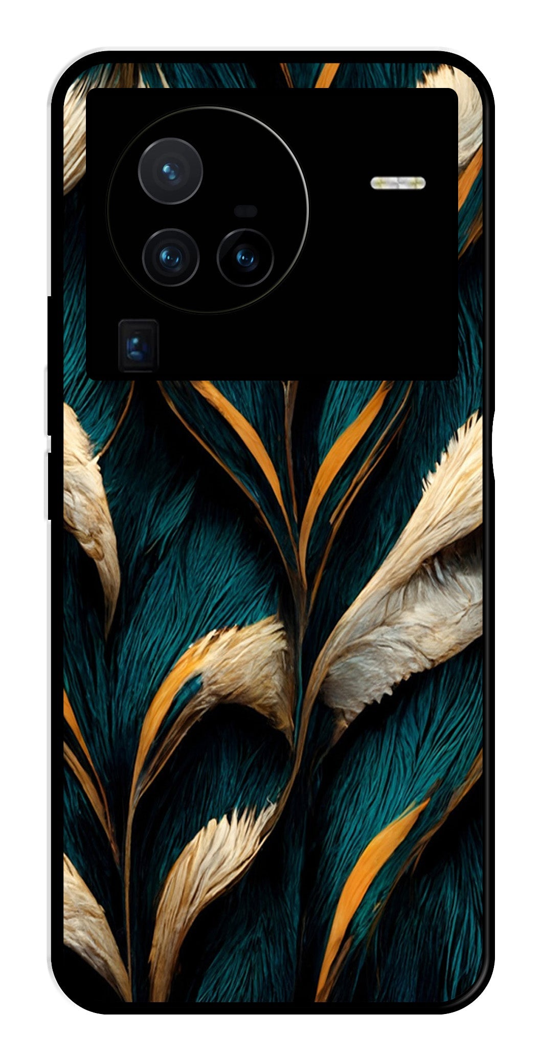 Feathers Metal Mobile Case for Vivo X80 Pro   (Design No -30)