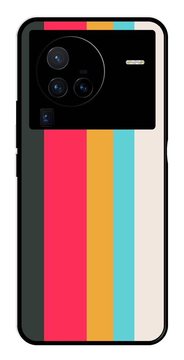 Muted Rainbow Metal Mobile Case for Vivo X80 Pro   (Design No -31)