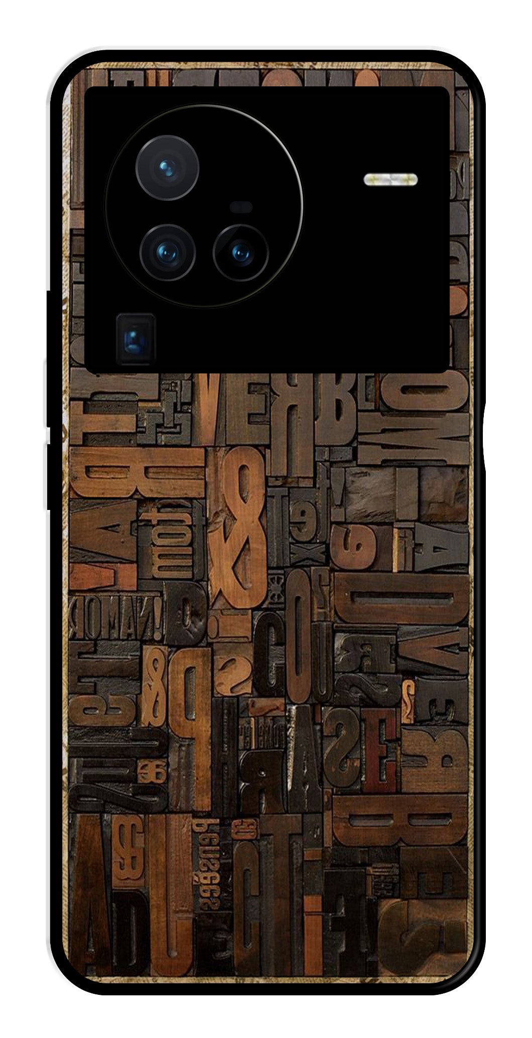Alphabets Metal Mobile Case for Vivo X80 Pro   (Design No -32)