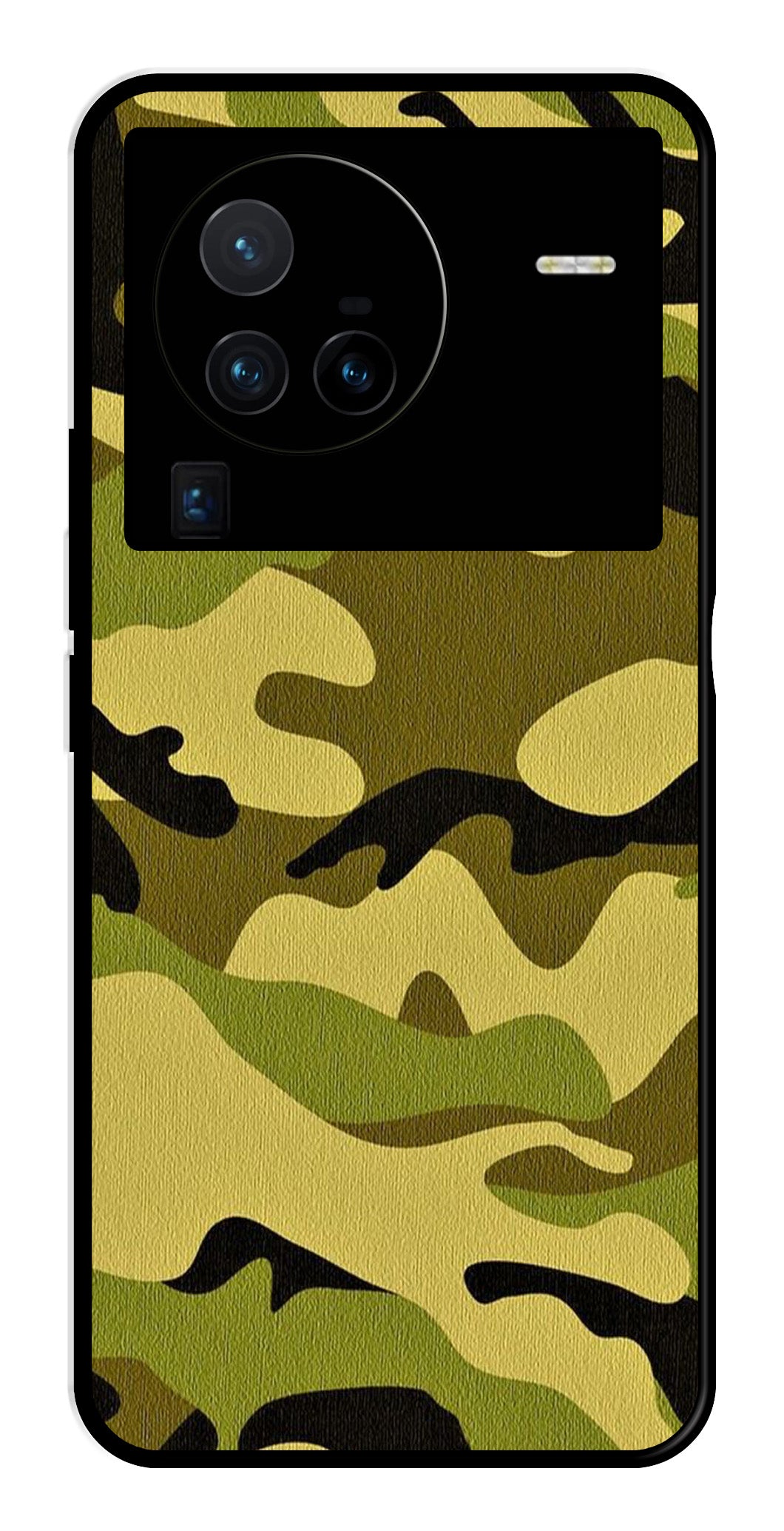 Army Pattern Metal Mobile Case for Vivo X80 Pro   (Design No -35)