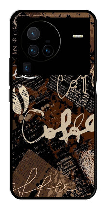 Coffee Pattern Metal Mobile Case for Vivo X80 Pro