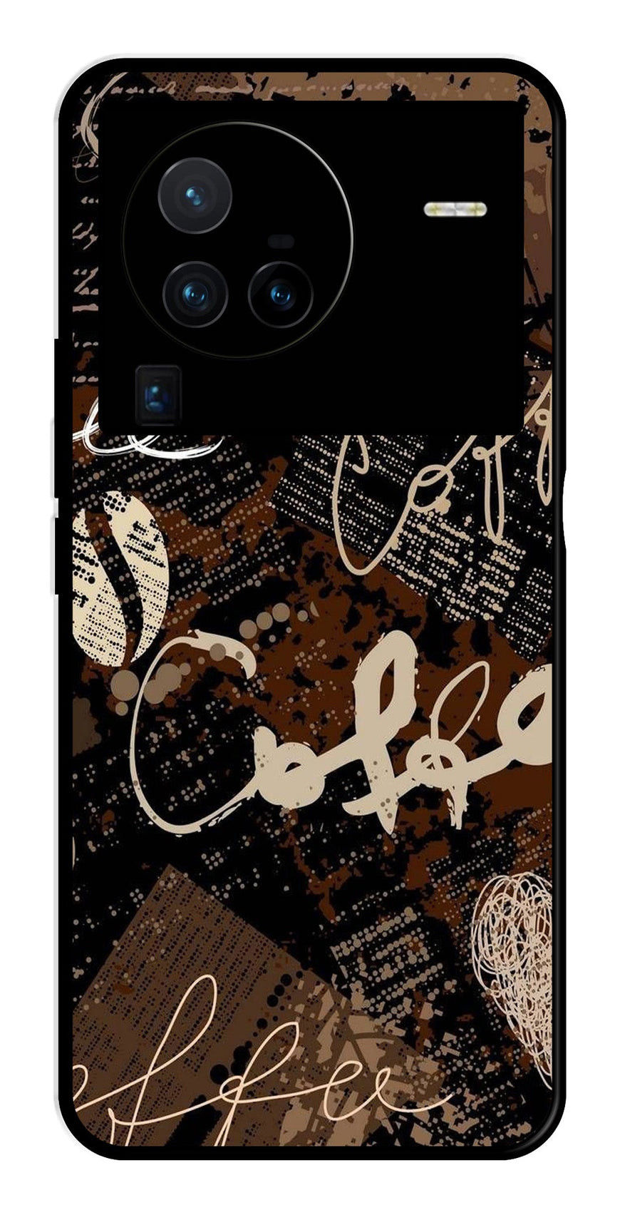 Coffee Pattern Metal Mobile Case for Vivo X80 Pro   (Design No -37)