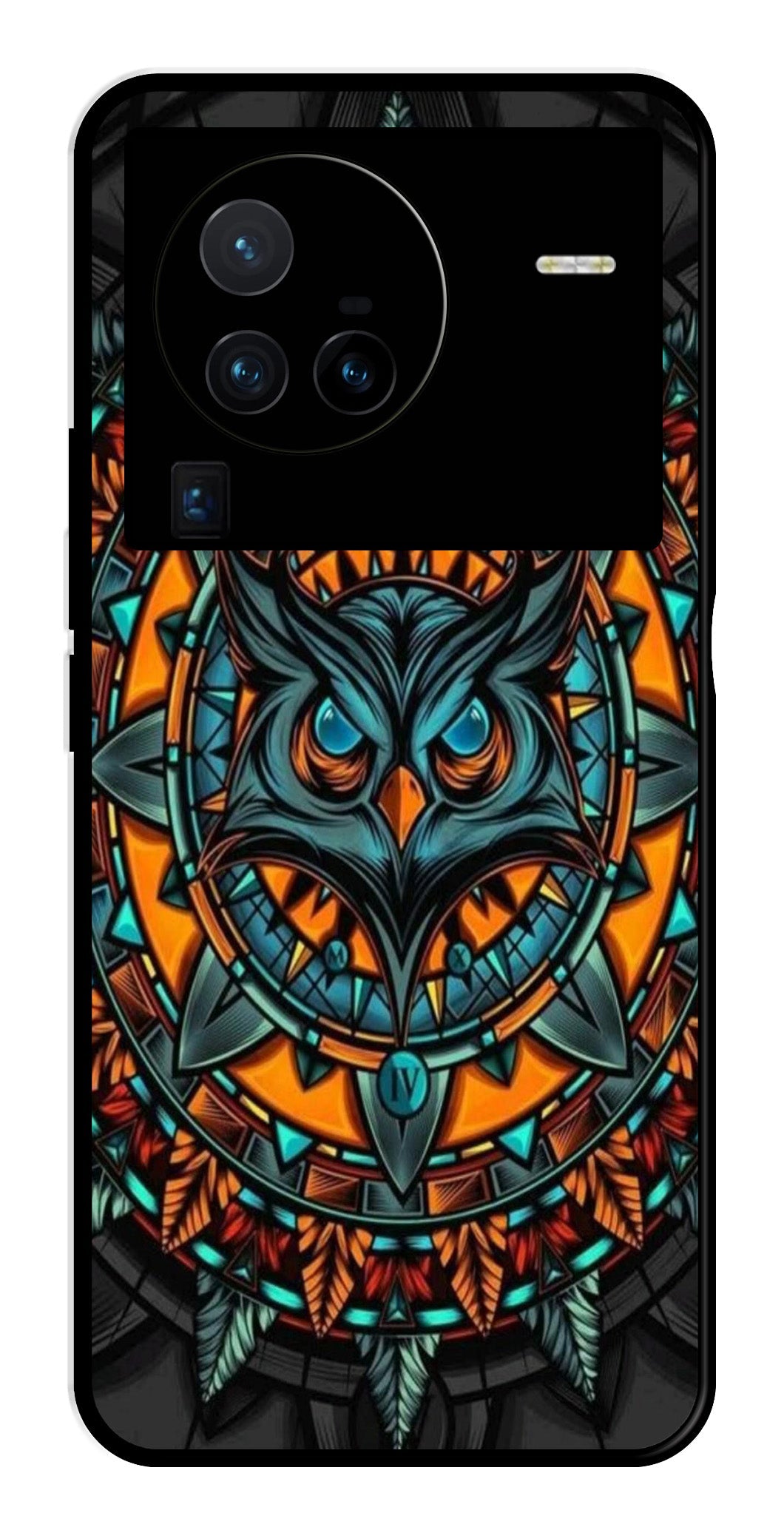 Owl Pattern Metal Mobile Case for Vivo X80 Pro   (Design No -42)