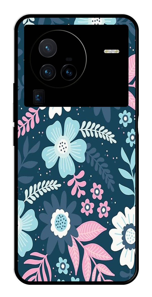 Flower Leaves Design Metal Mobile Case for Vivo X80 Pro   (Design No -50)