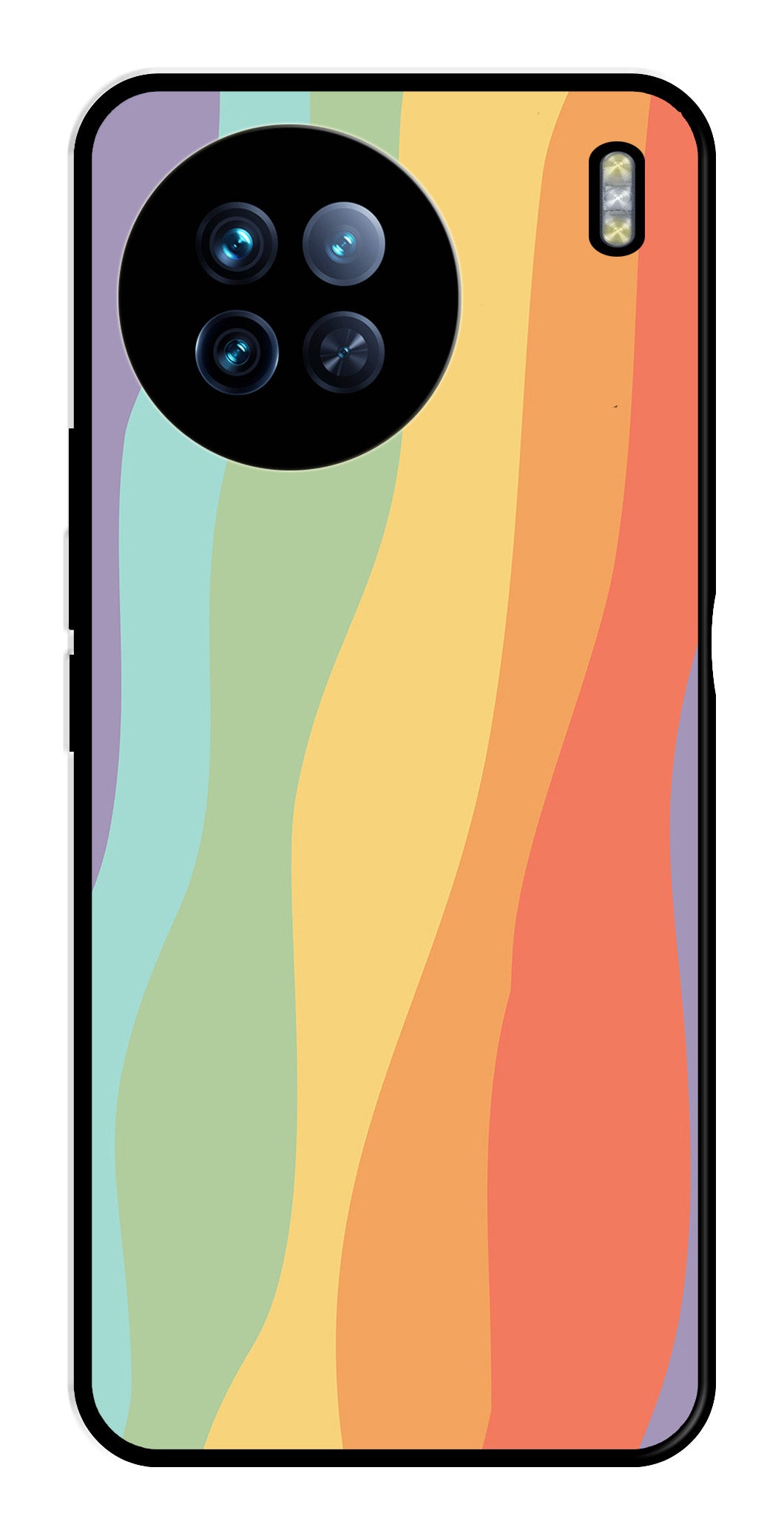 Muted Rainbow Metal Mobile Case for Vivo X90 Pro   (Design No -02)
